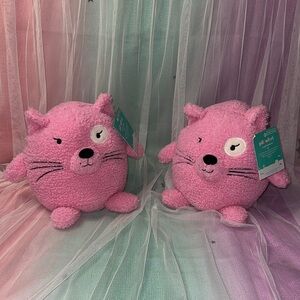 2 Pillowfort Pink Sherpa Weighted Cat Plush